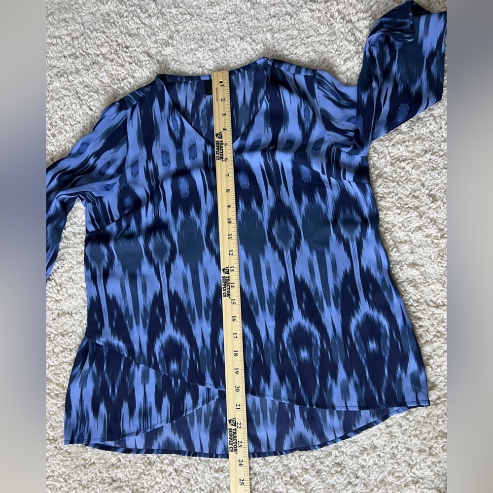 Blue Patterned Women's Mid Sleeve Top - Picture 3 of 5